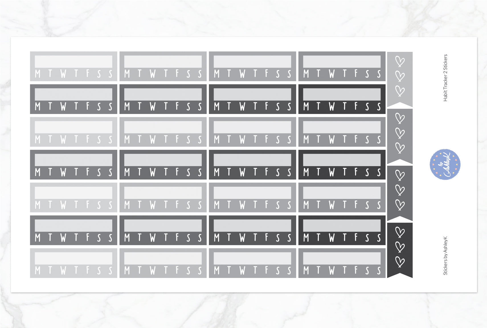 Habit Tracker 2  Stickers - Monochrome