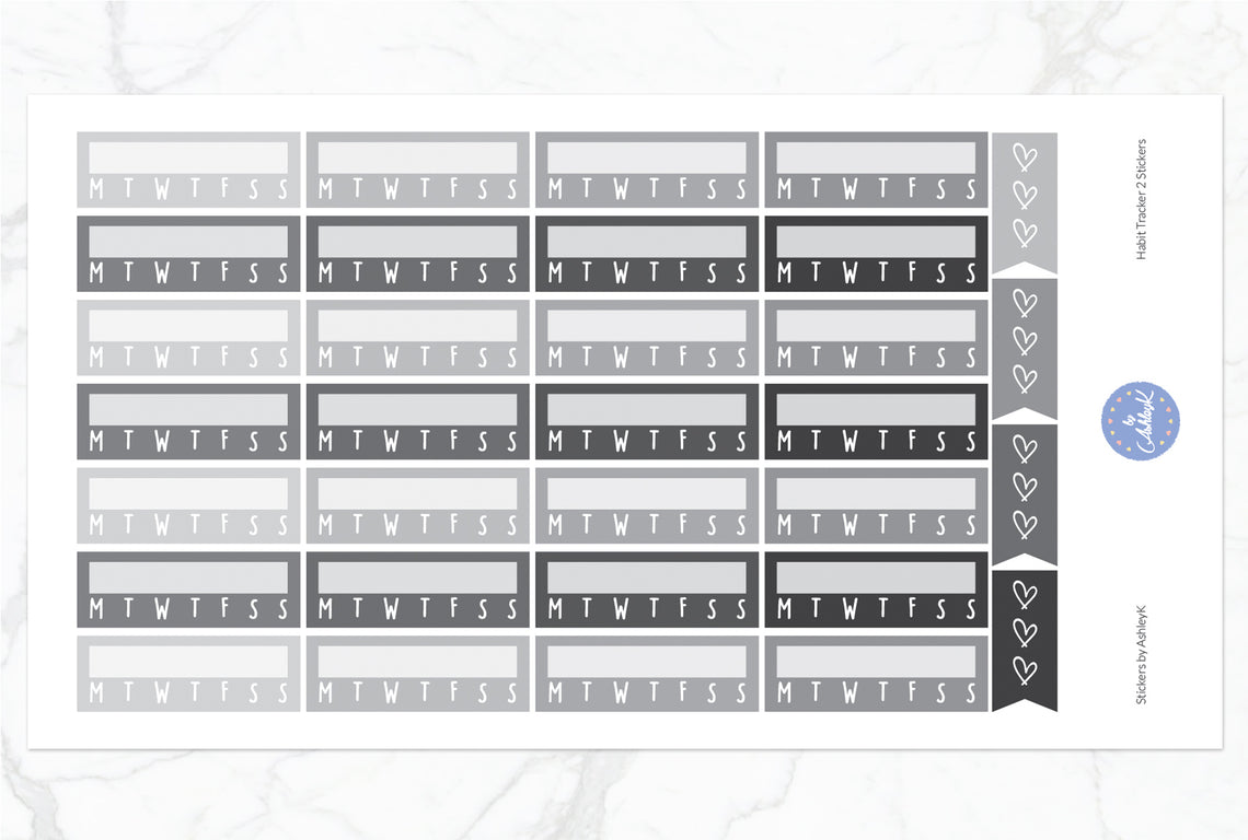 Habit Tracker 2  Stickers - Monochrome