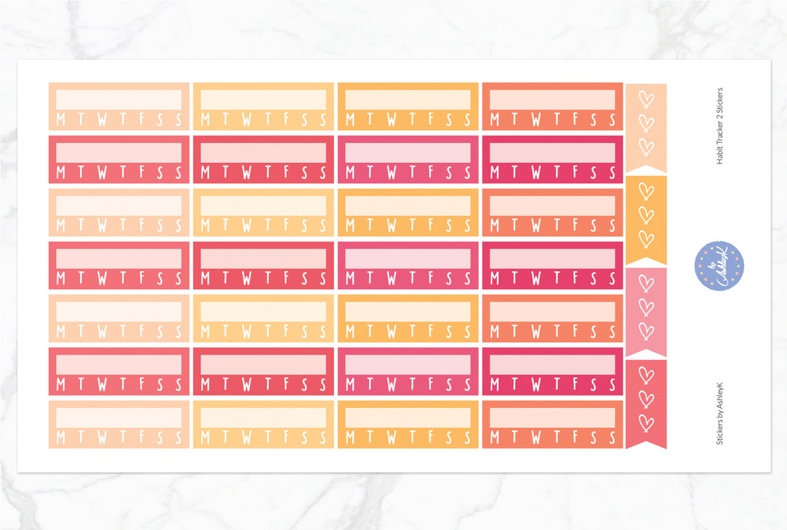 Habit Tracker 2  Stickers - Peach