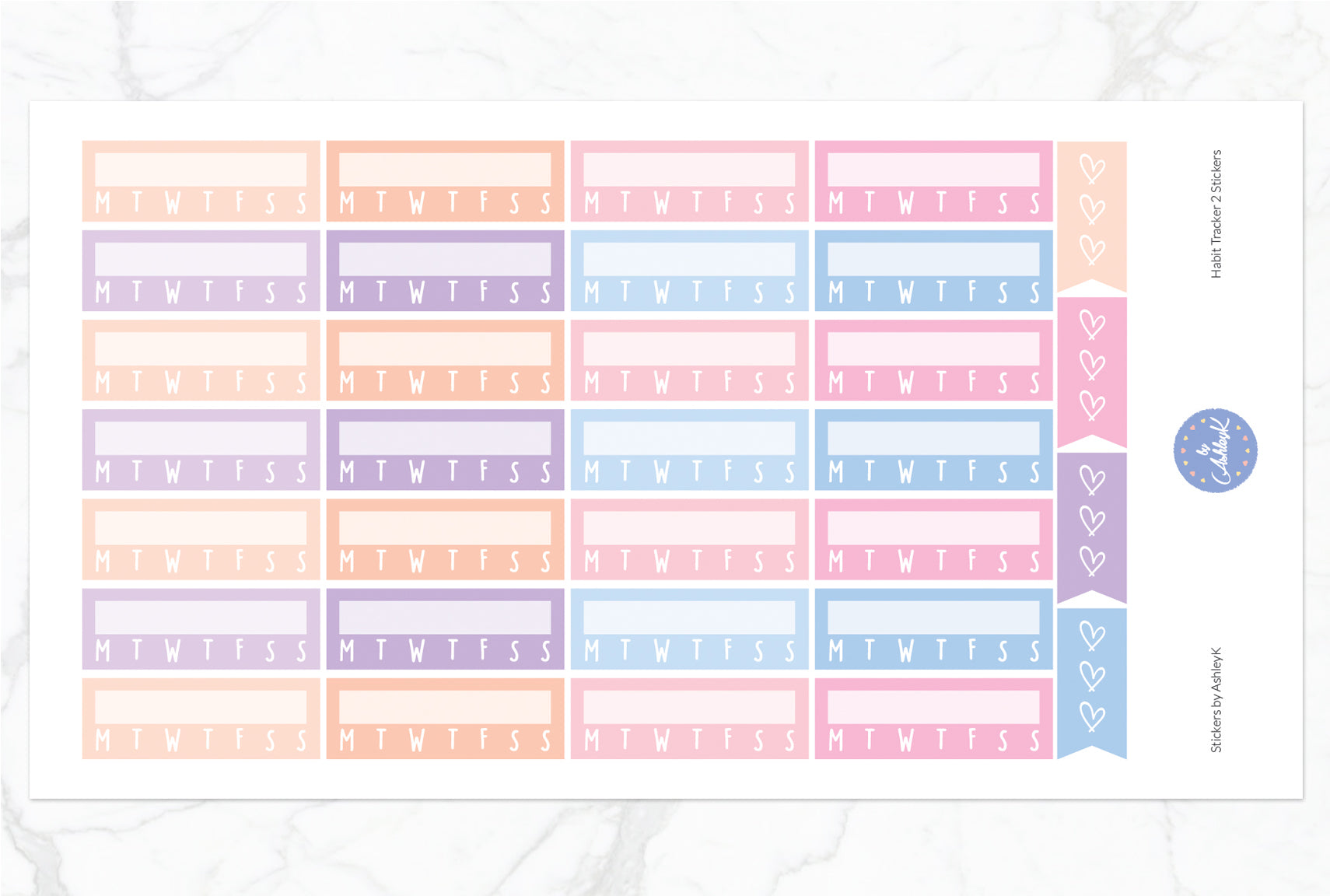 Habit Tracker 2  Stickers - Pastel Sunset