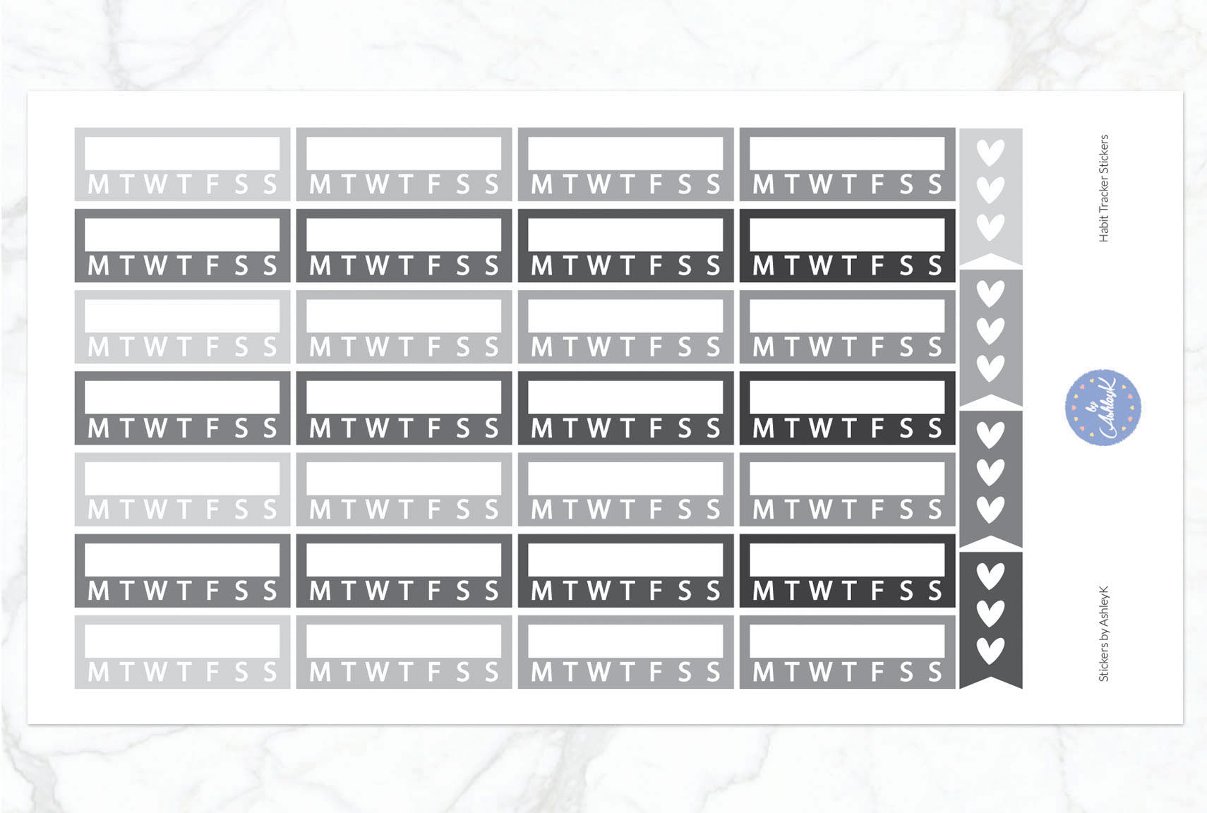 Habit Tracker Stickers - Monochrome