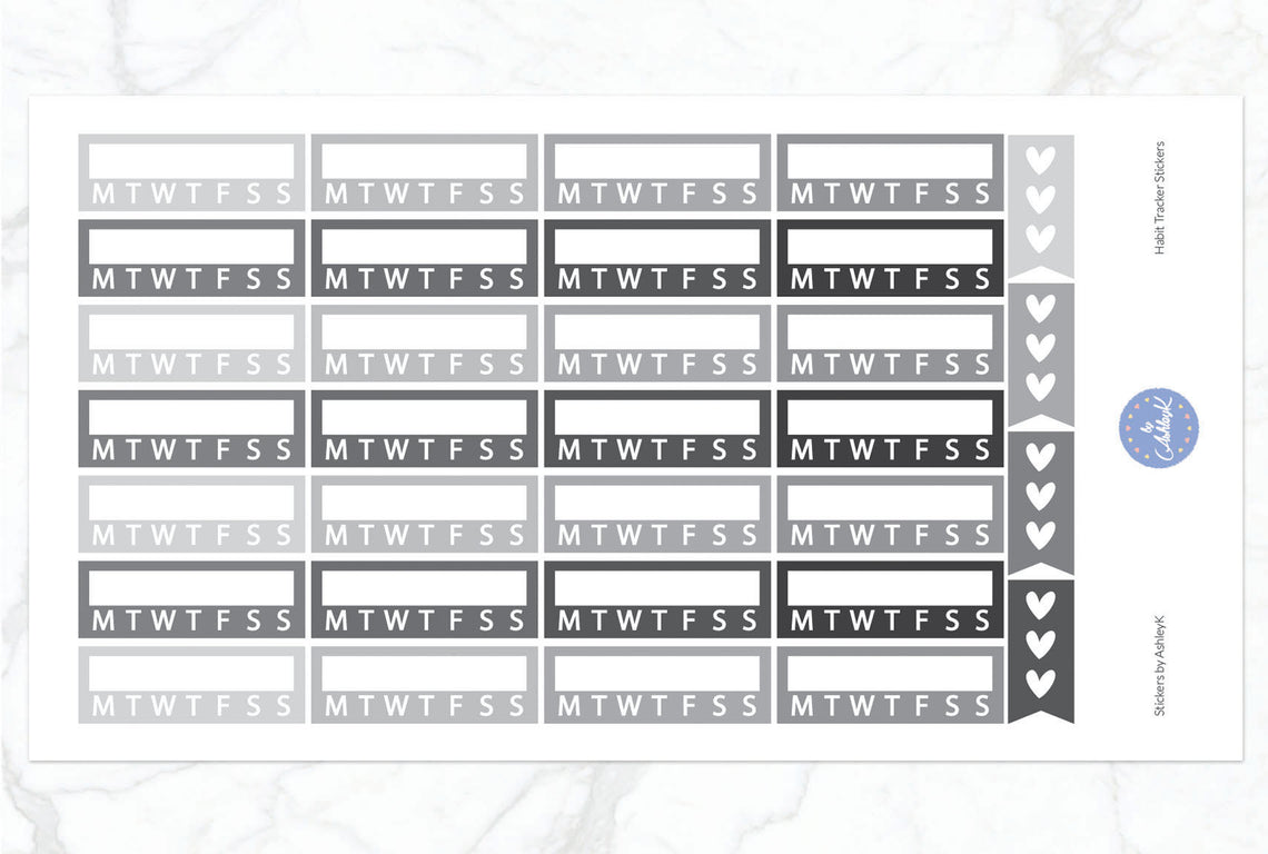Habit Tracker Stickers - Monochrome