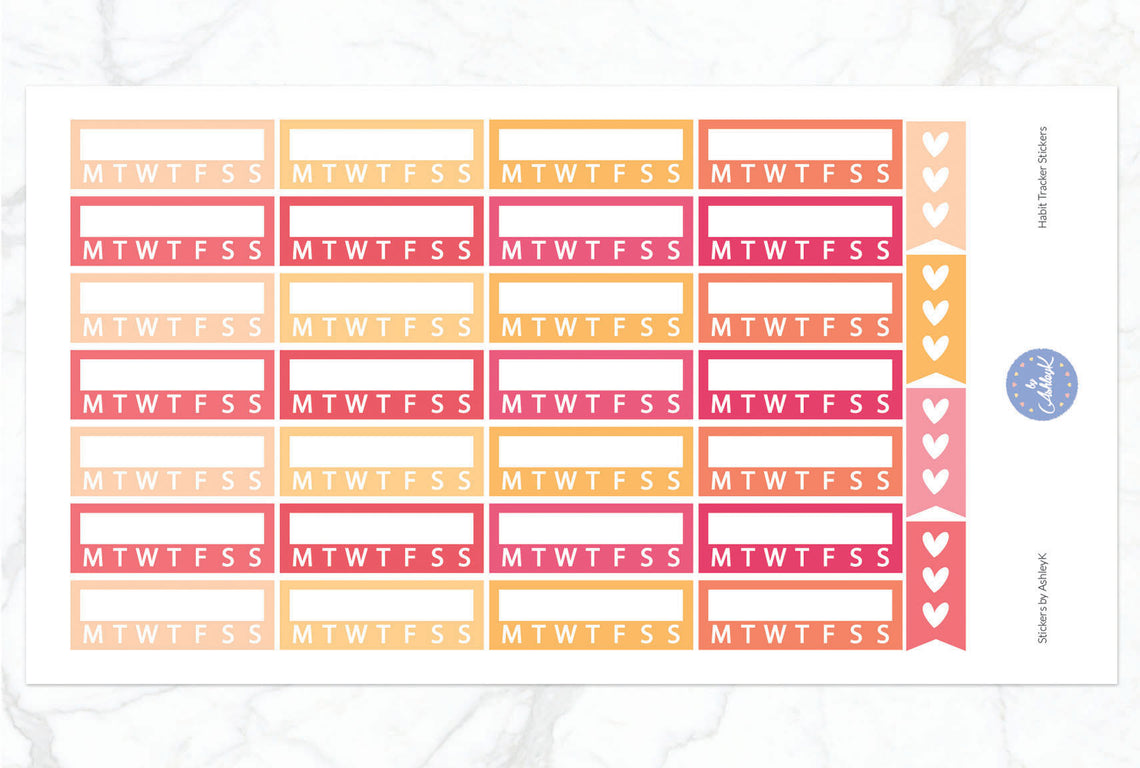 Habit Tracker Stickers - Peach