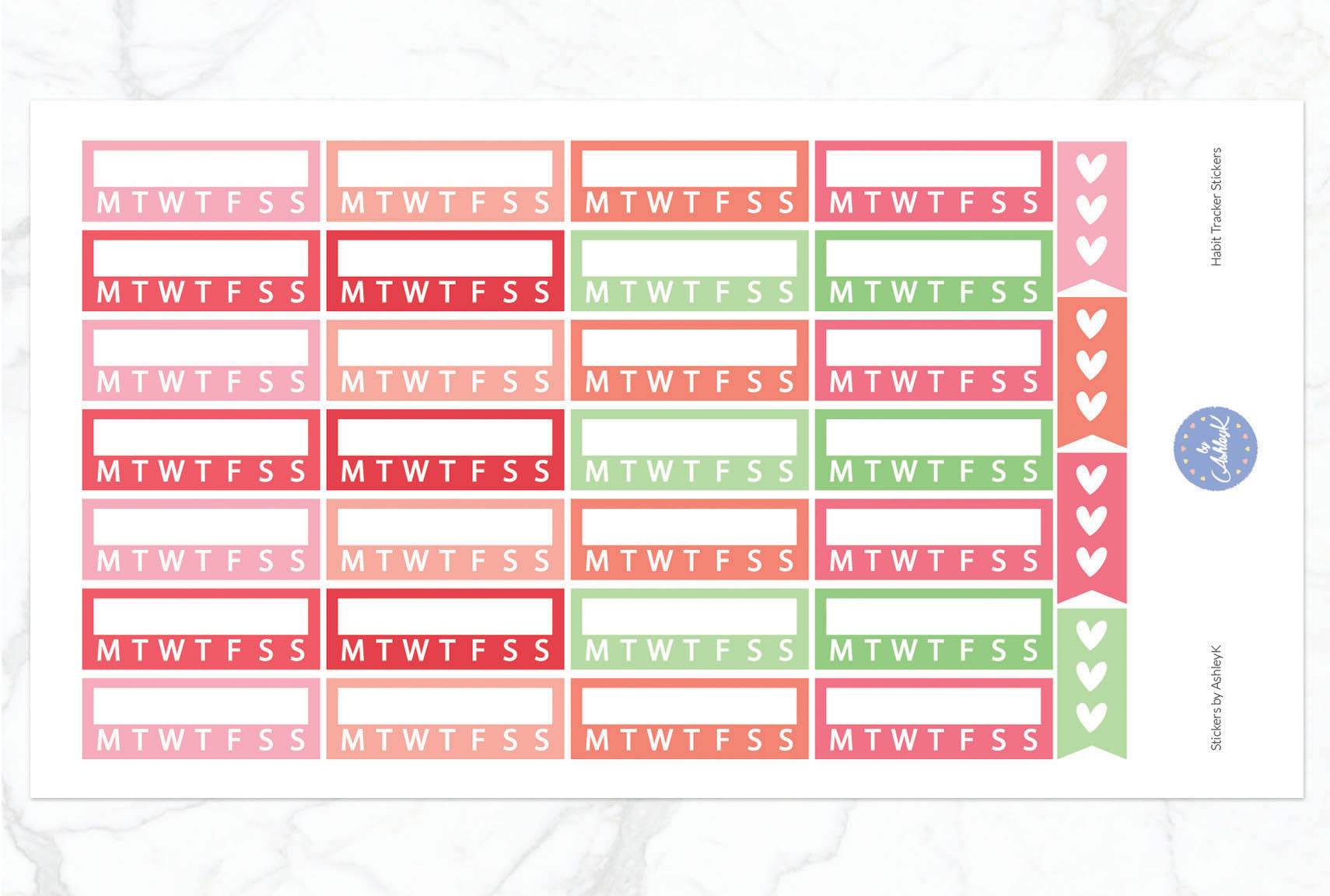 Habit Tracker Stickers - Strawberry