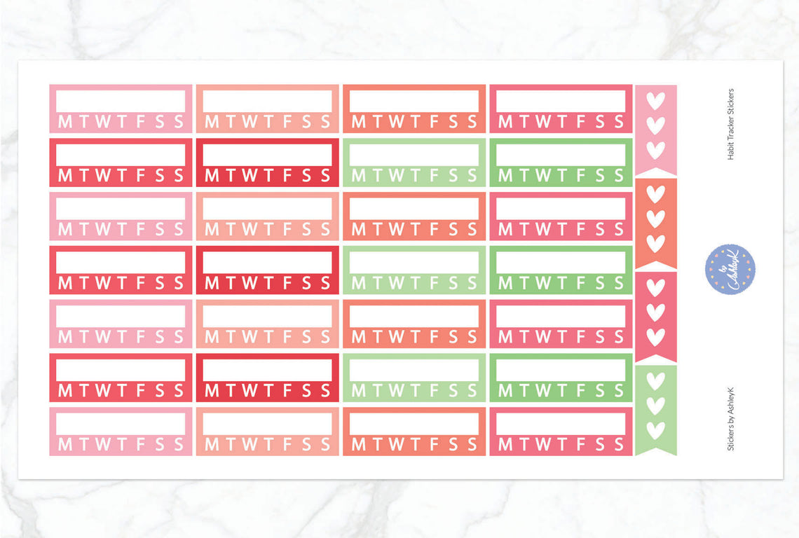 Habit Tracker Stickers - Strawberry