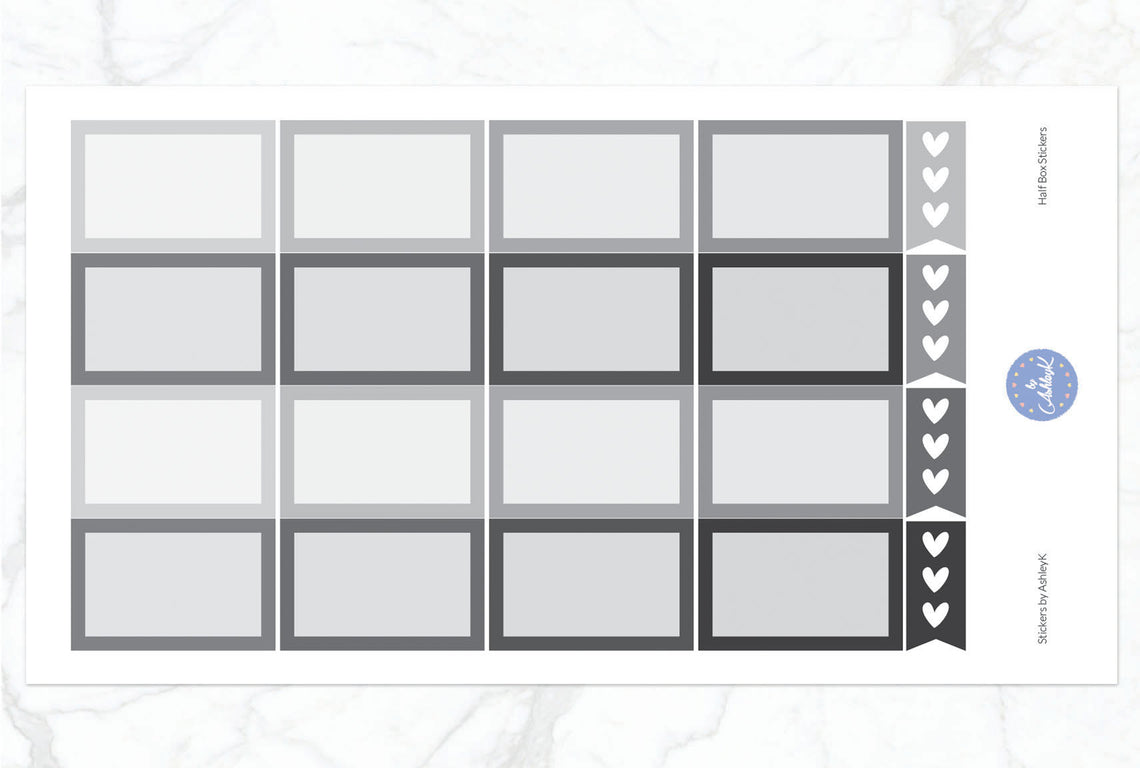 Half Box Stickers - Monochrome