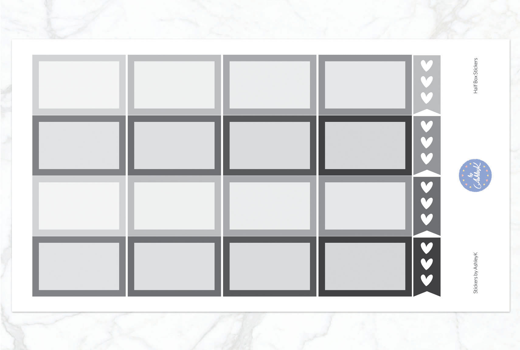 Half Box Stickers - Monochrome