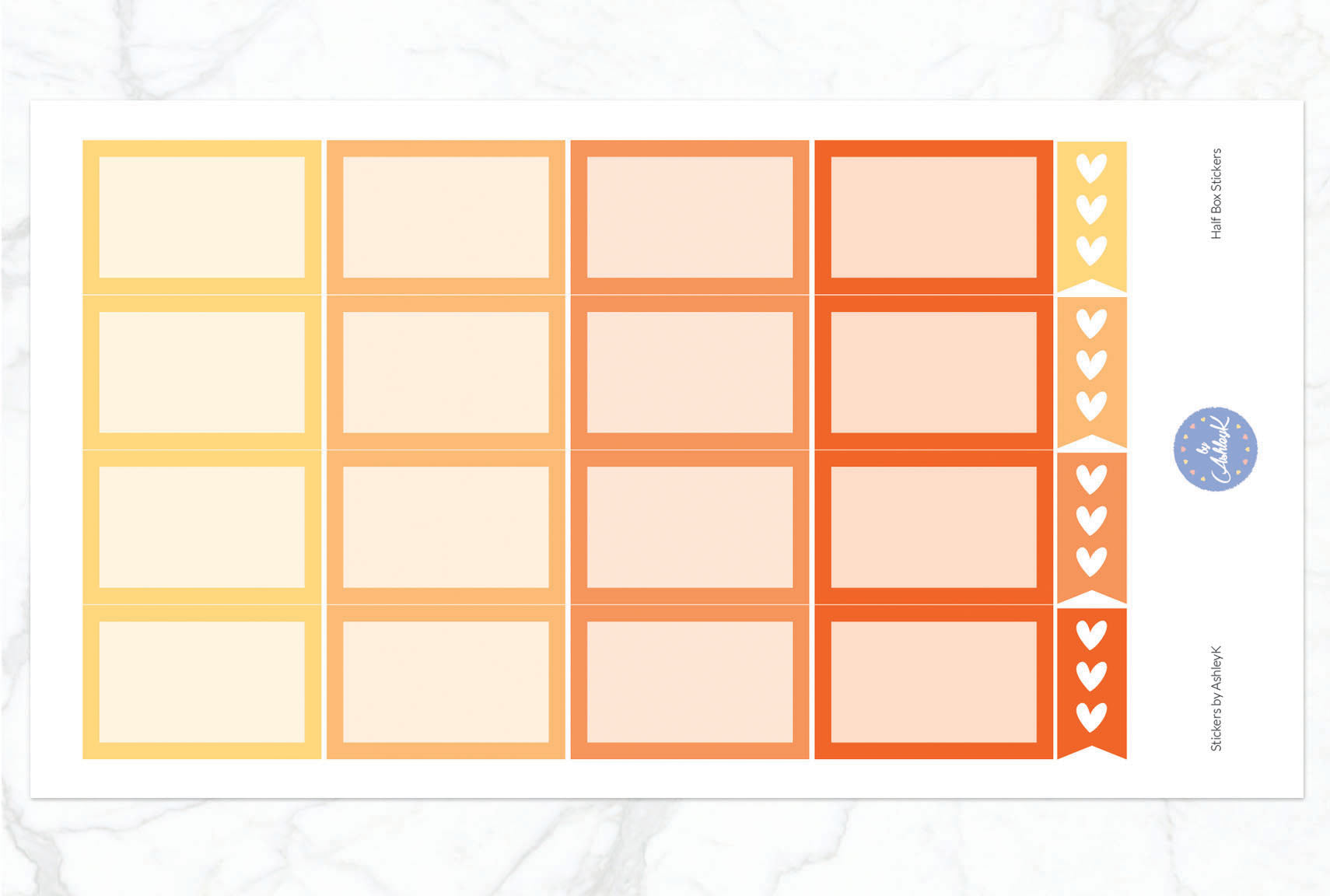 Half Box Stickers - Orange