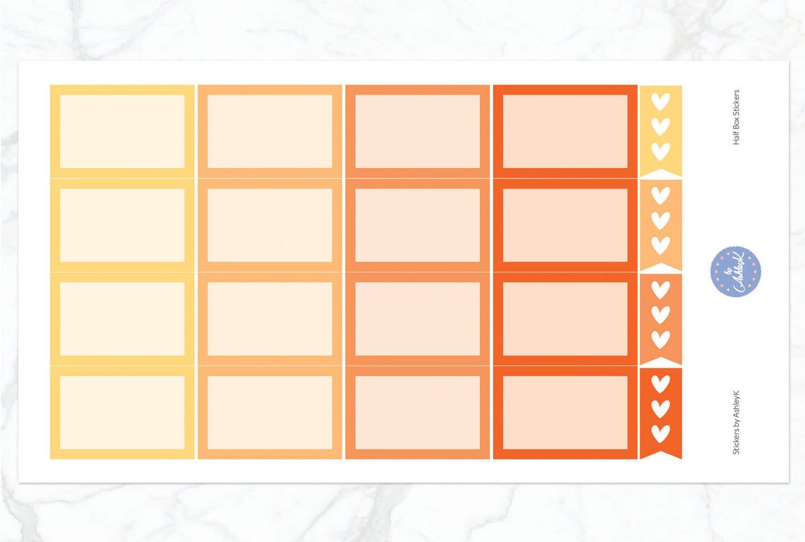Half Box Stickers - Orange