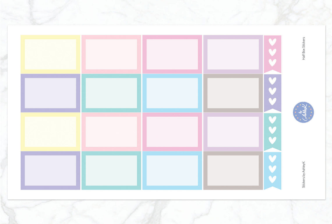Half Box Stickers - Pastel