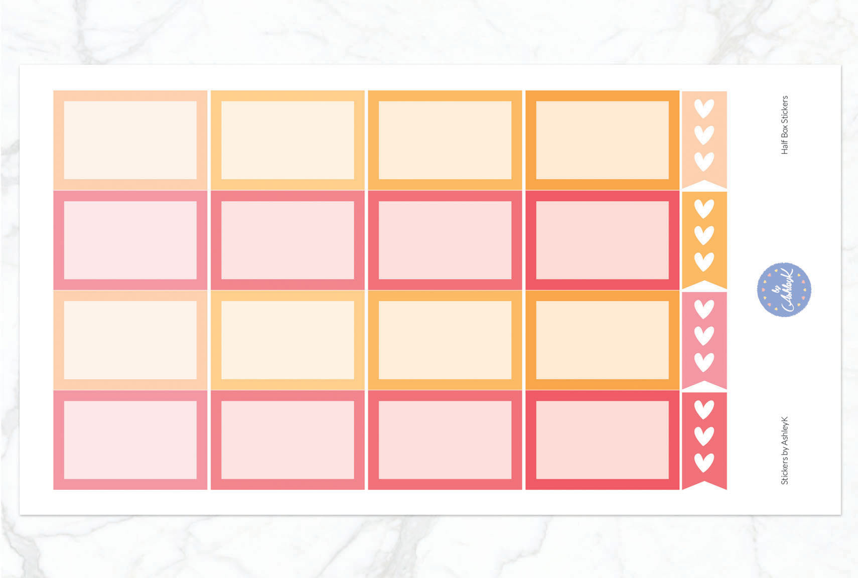 Half Box Stickers - Peach