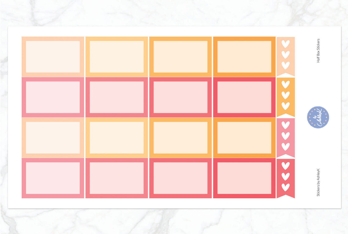 Half Box Stickers - Peach