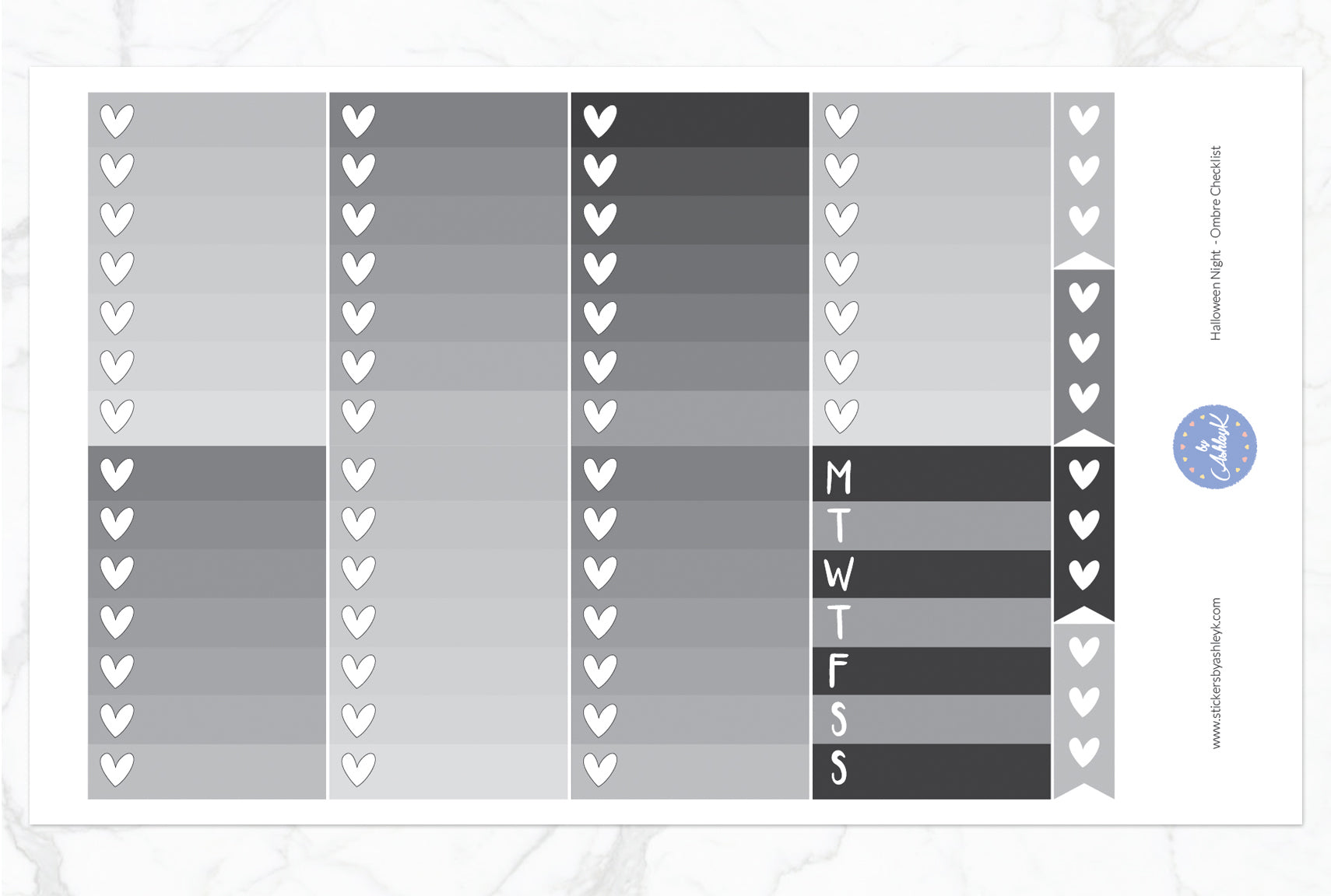 Halloween Night Weekly Kit  - Ombre Checklist Sheet