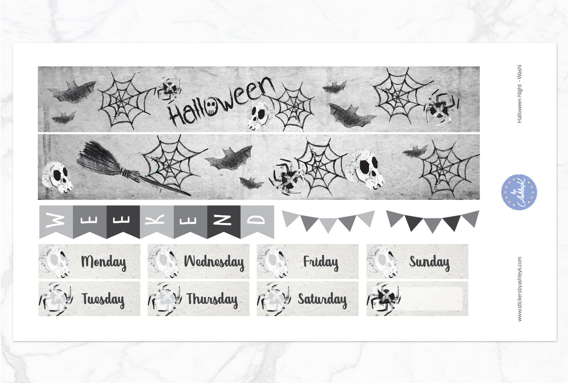 Halloween Night Weekly Kit  - Washi Sheet
