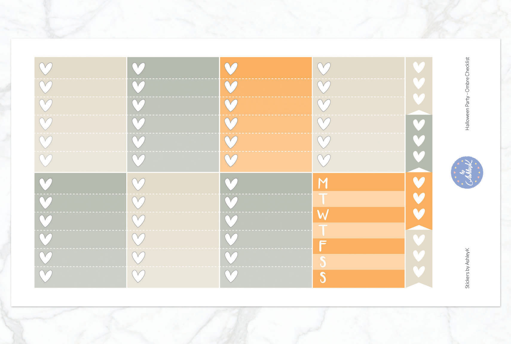 Halloween Party - Ombre Checklist Sheet