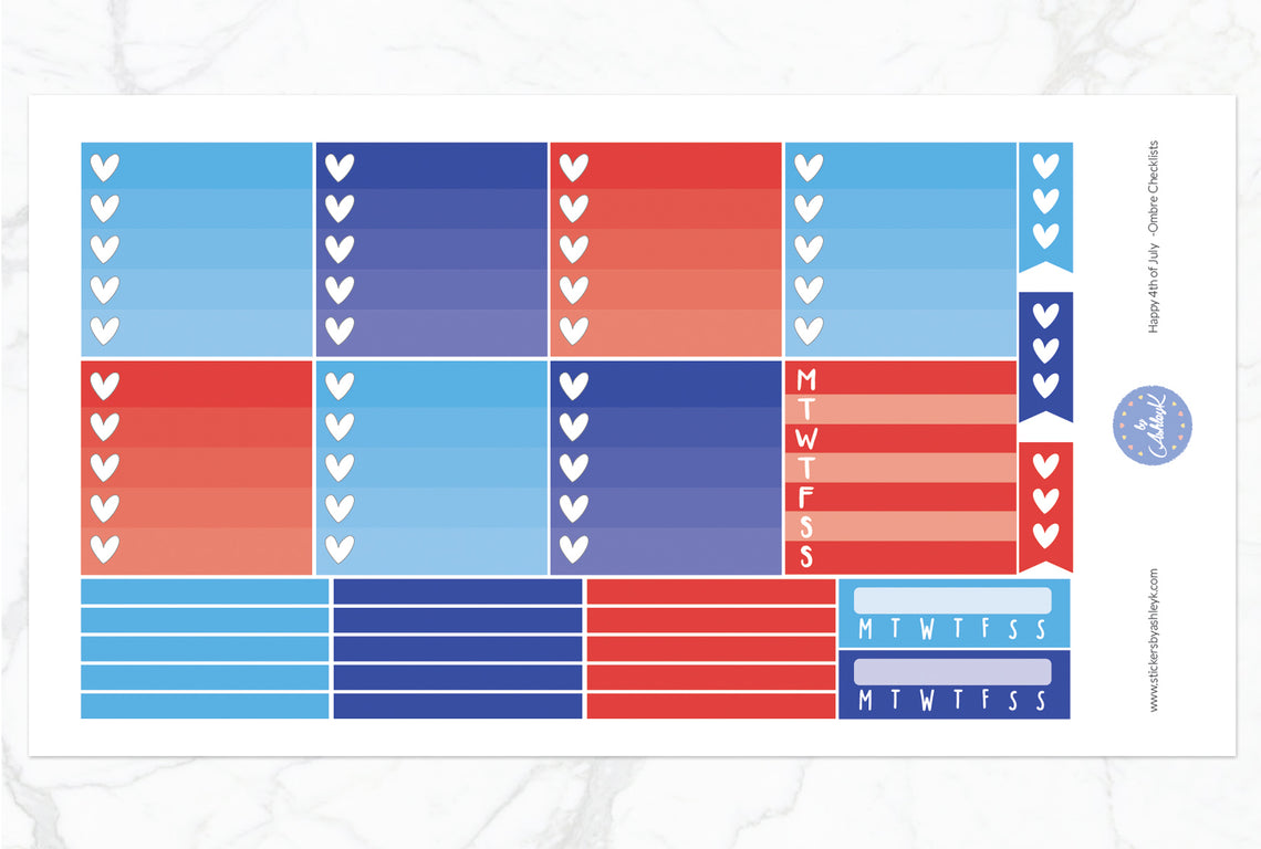 Happy 4th of July Weekly Kit  - Ombre Checklist Sheet