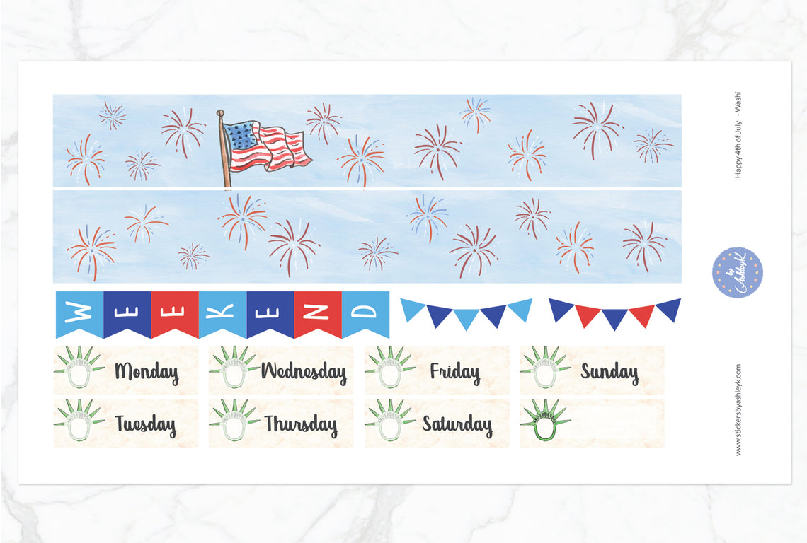 Happy 4th of July Weekly Kit  - Washi Sheet