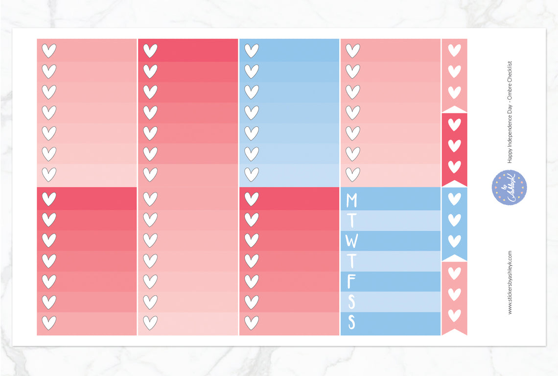 Happy Independence Day Weekly Kit  - Ombre Checklist Sheet