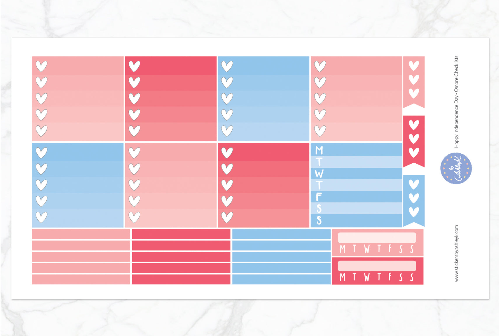Happy Independence Day Weekly Kit  - Ombre Checklist Sheet
