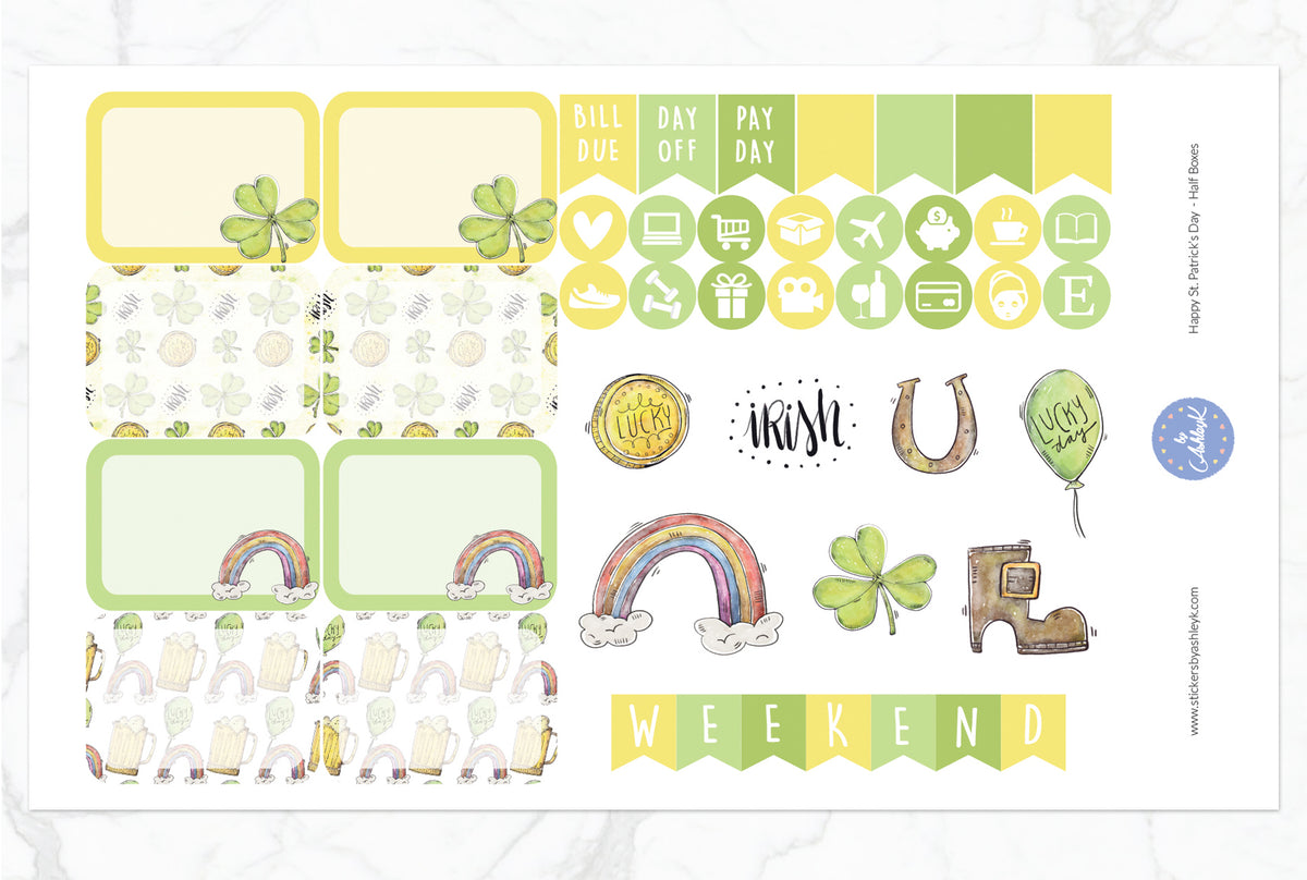 Happy St. Patrick's Day Weekly Kit - Happy Planner Stickers – Stickers ...