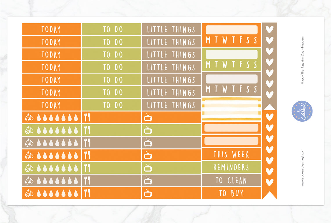 Happy Thanksgiving Day Weekly Kit  - Functional Sheet