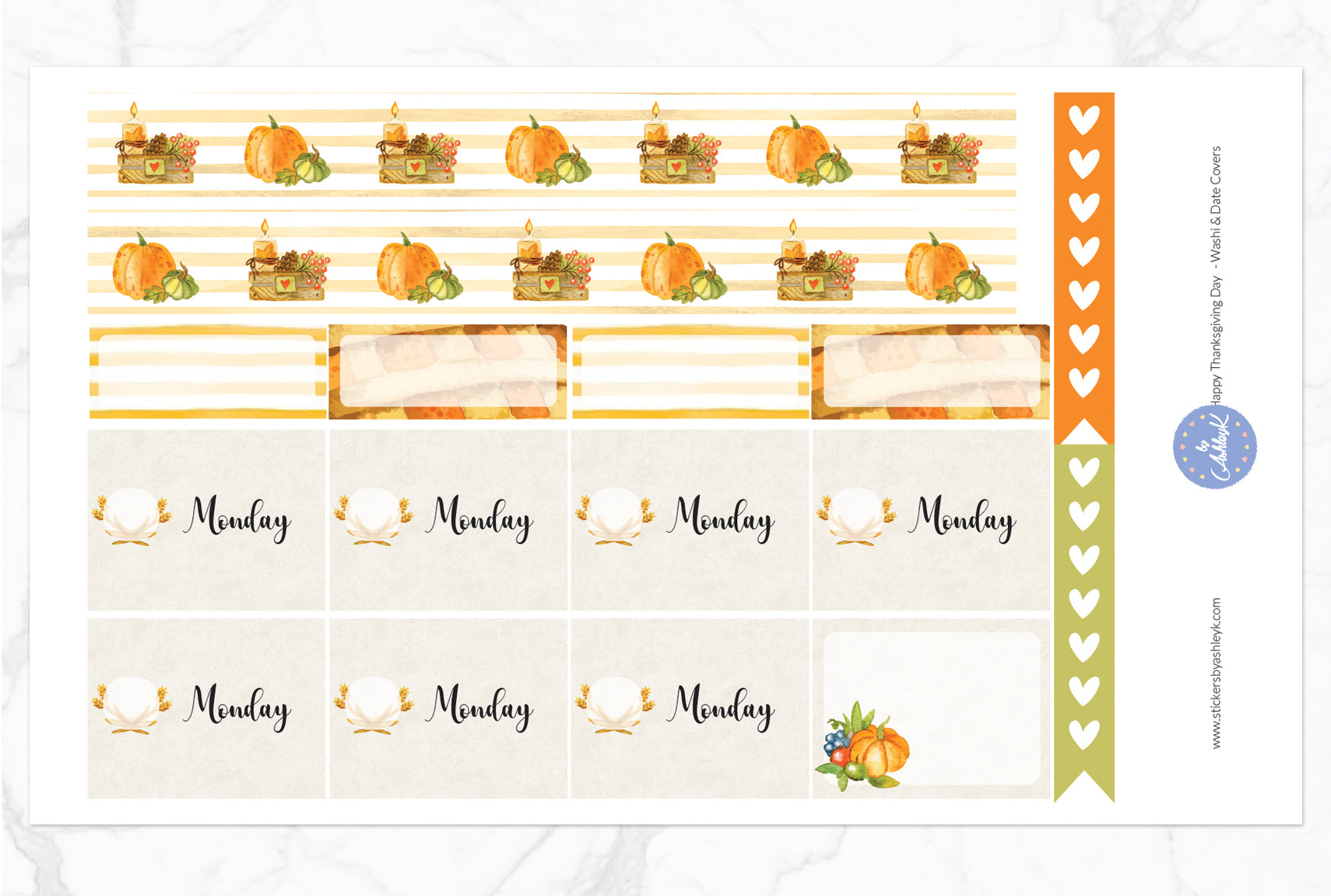 Happy Thanksgiving Day Weekly Kit  - Washi Sheet