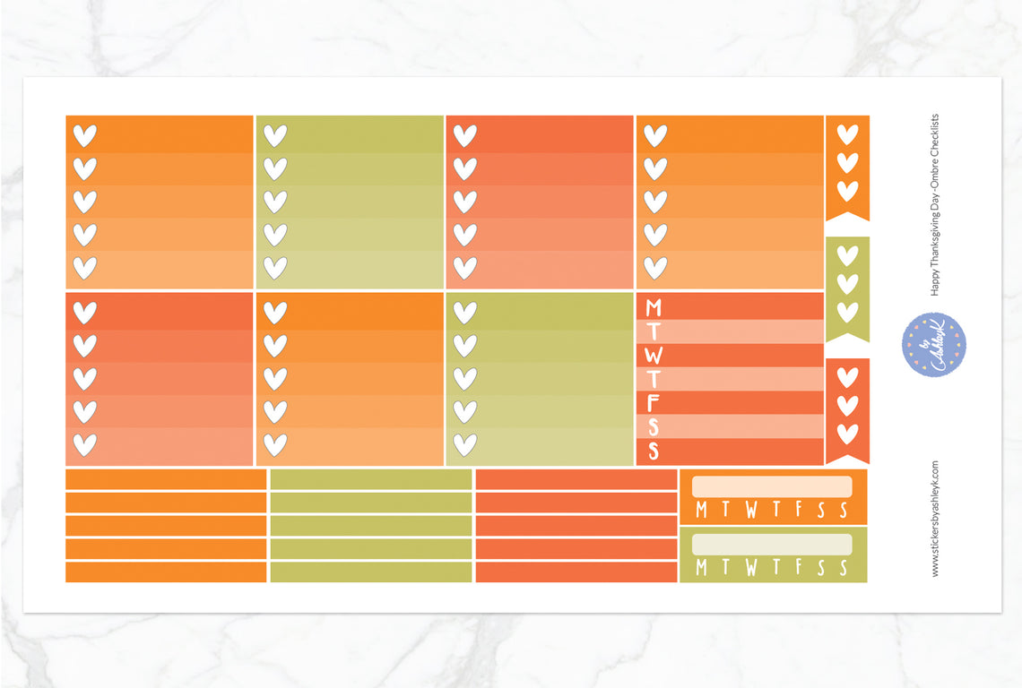 Happy Thanksgiving Day Weekly Kit  - Ombre Checklist Sheet