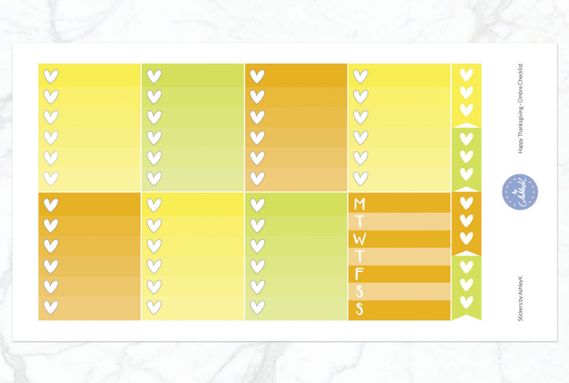 Happy Thanksgiving - Ombre Checklist Sheet