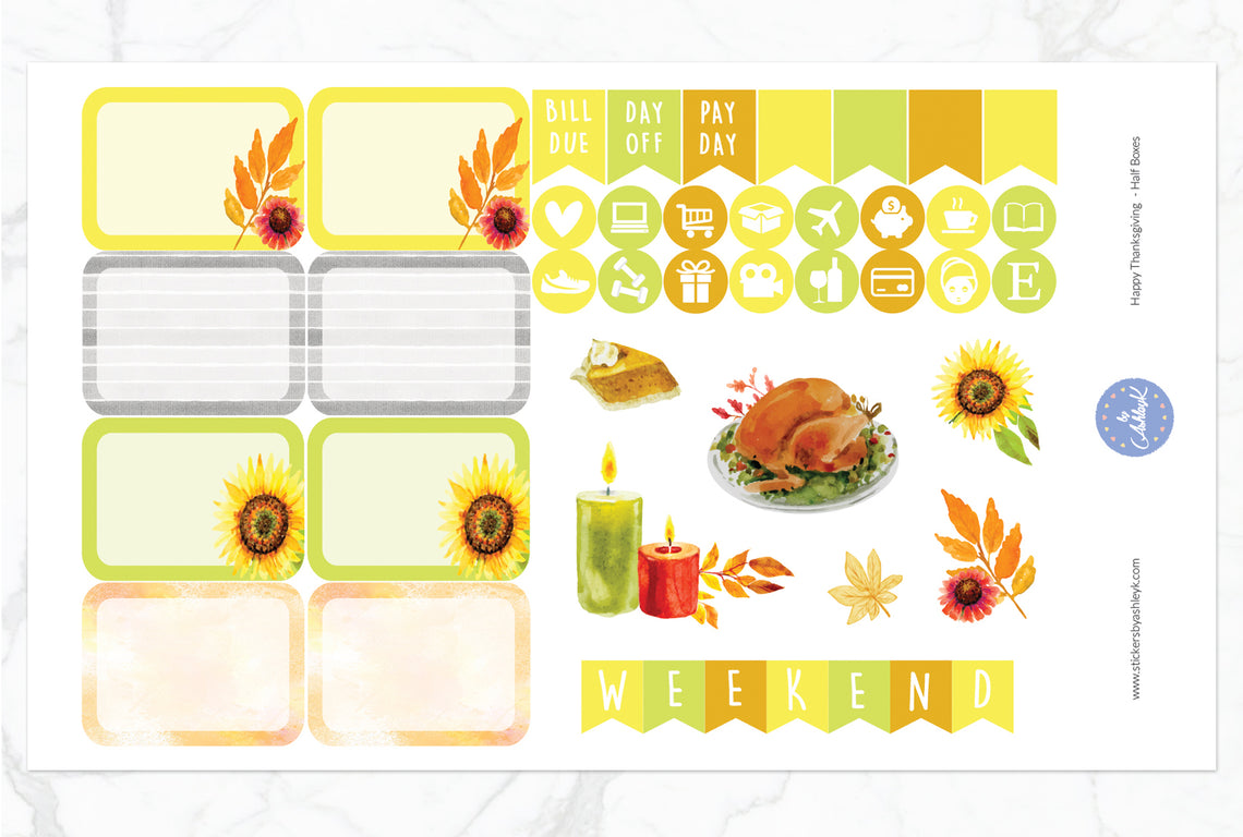 Happy Thanksgiving Weekly Kit  - Half Box Sheet