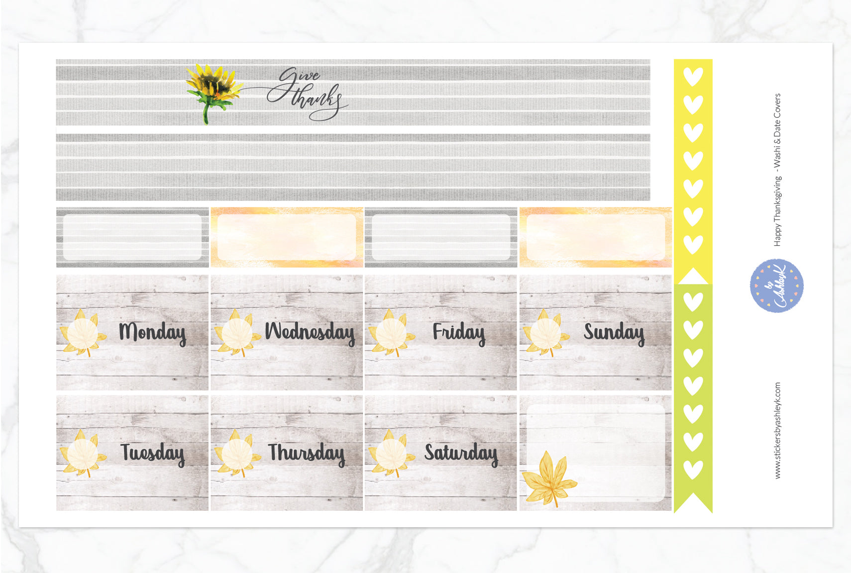 Happy Thanksgiving Weekly Kit  - Washi Sheet