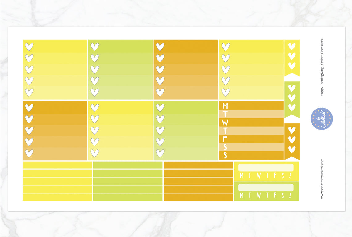 Happy Thanksgiving Weekly Kit  - Ombre Checklist Sheet