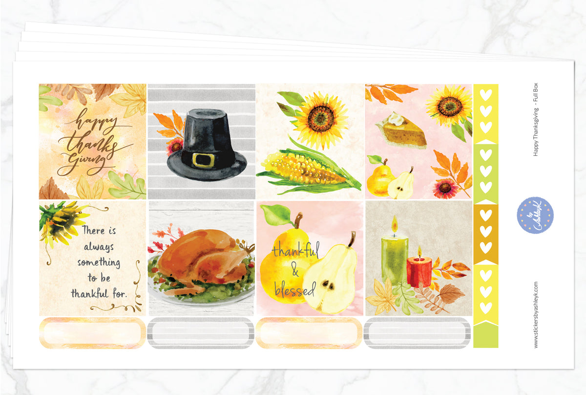 Happy Thanksgiving Weekly Kit - Erin Condren Horizontal Planner Sticke ...