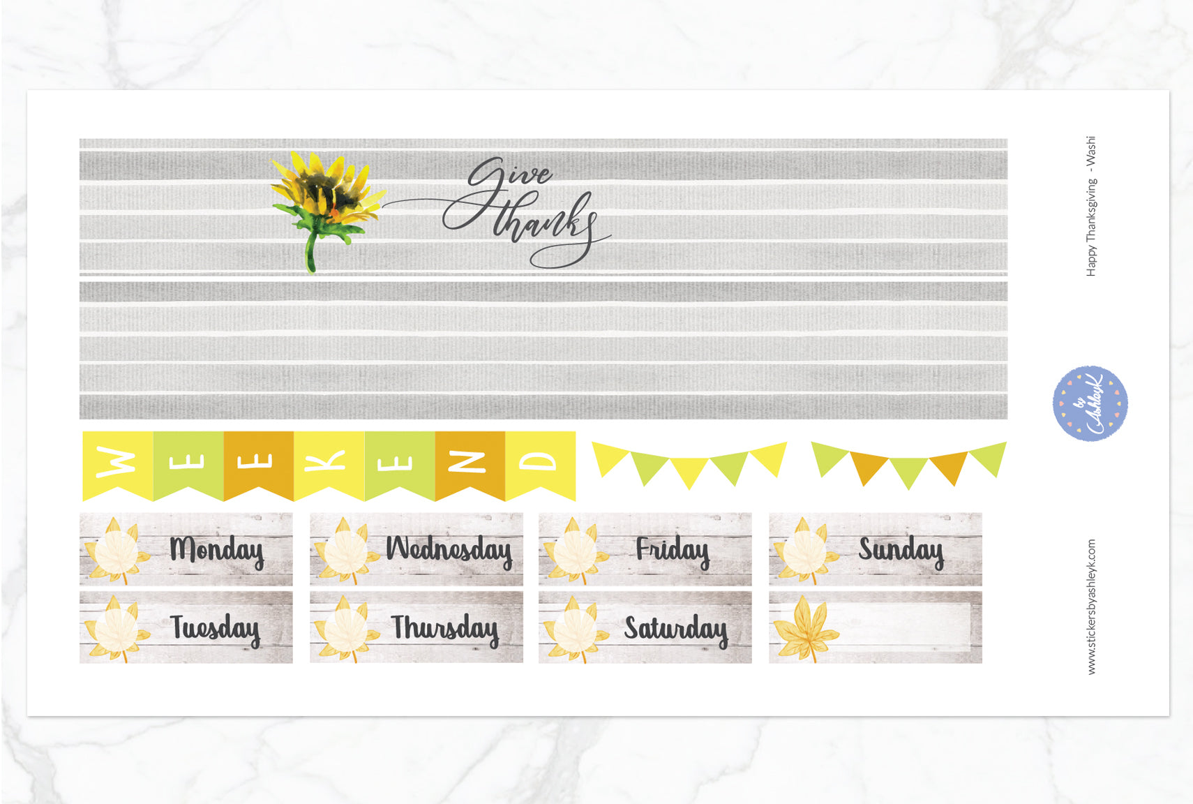 Happy Thanksgiving Weekly Kit  - Washi Sheet