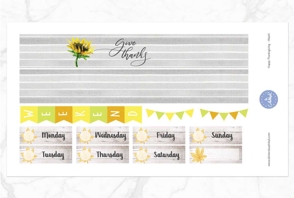 Happy Thanksgiving Weekly Kit  - Washi Sheet