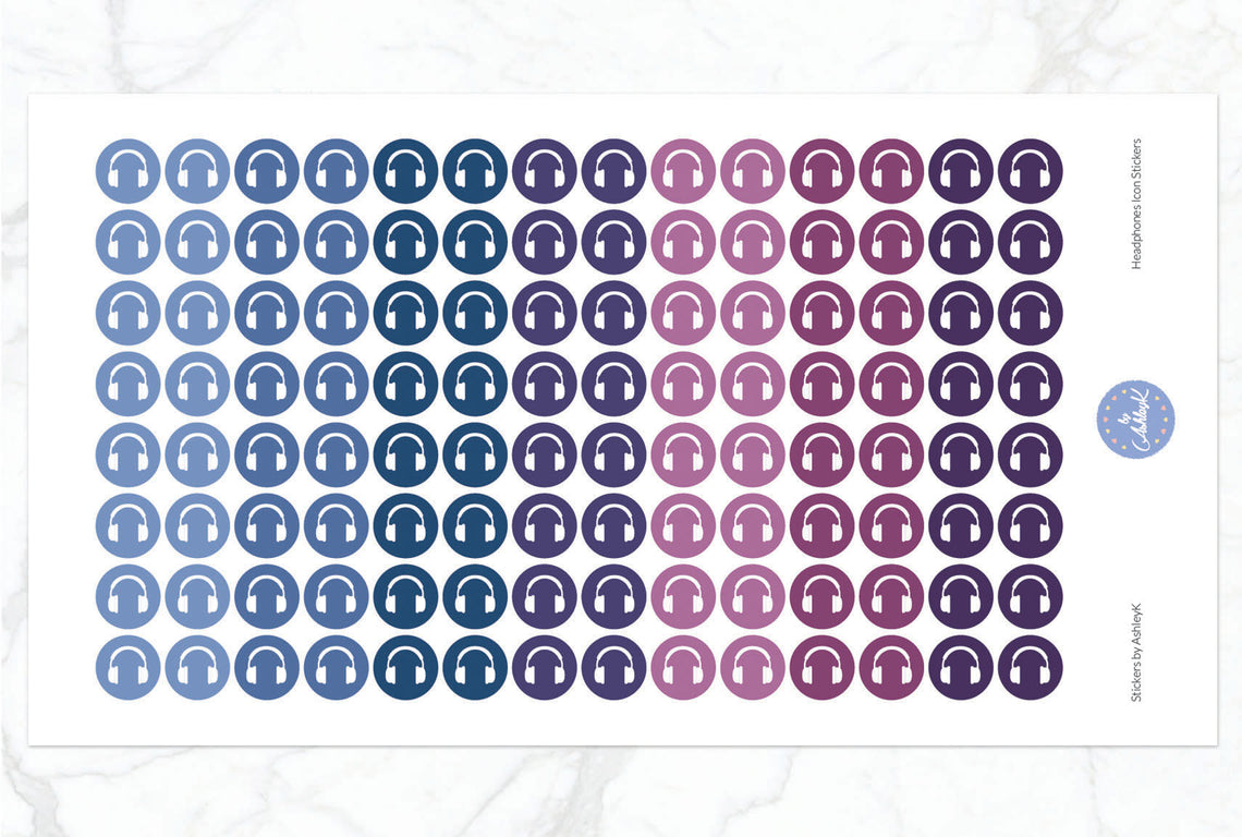 Headphones Icon Stickers - Blueberry