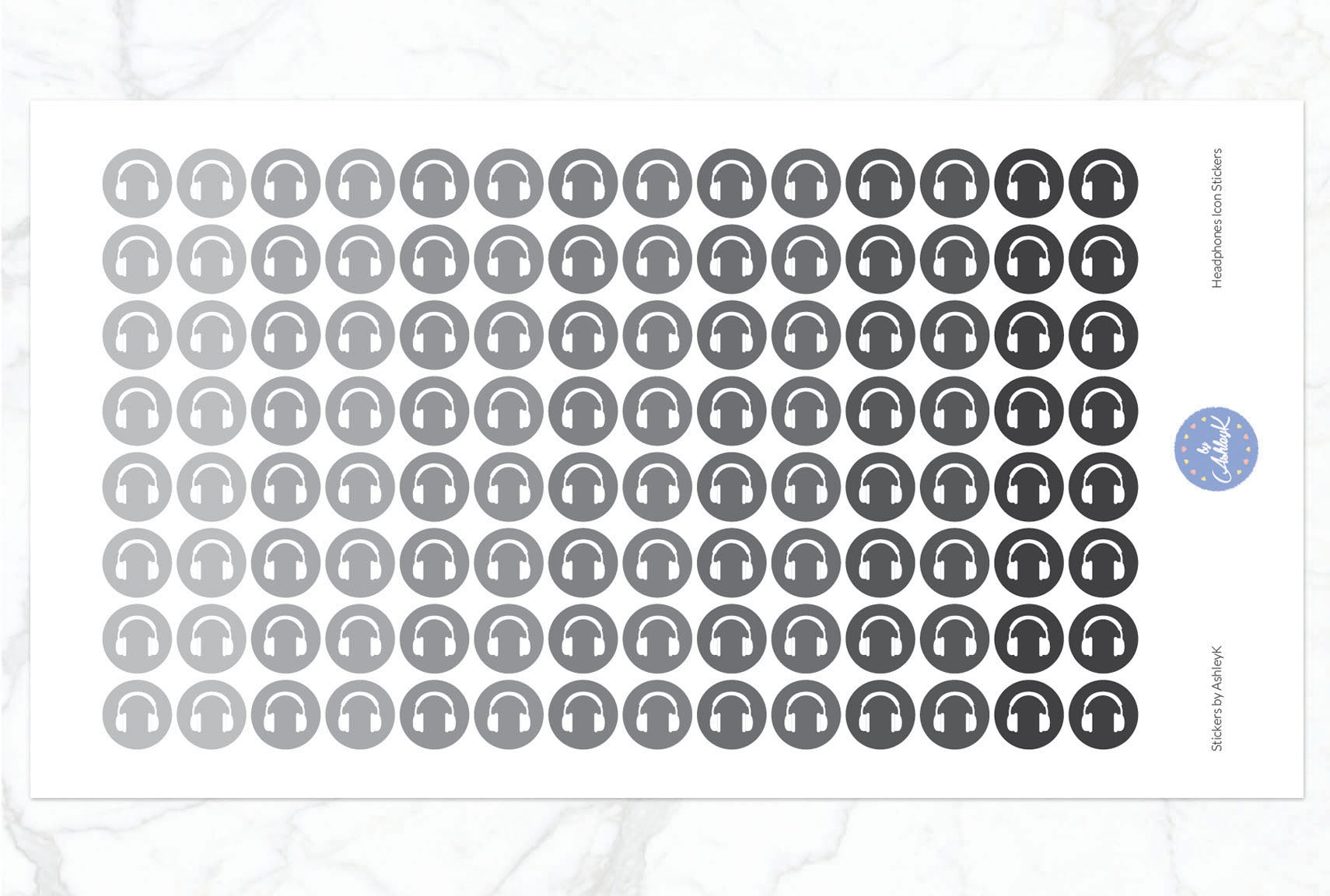 Headphones Icon Stickers - Monochrome