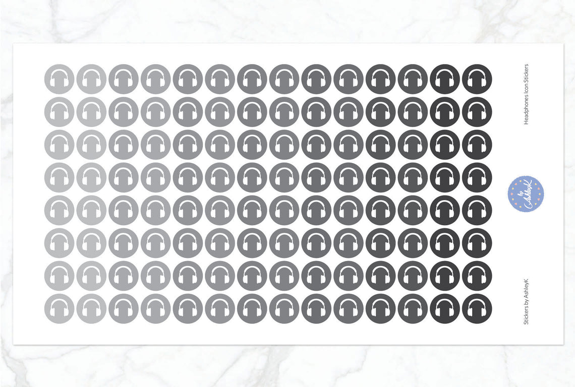 Headphones Icon Stickers - Monochrome