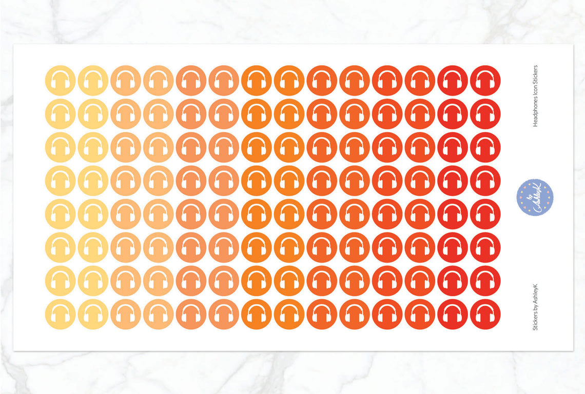 Headphones Icon Stickers - Orange