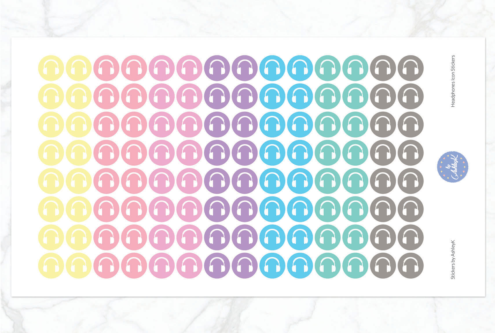 Headphones Icon Stickers - Pastel