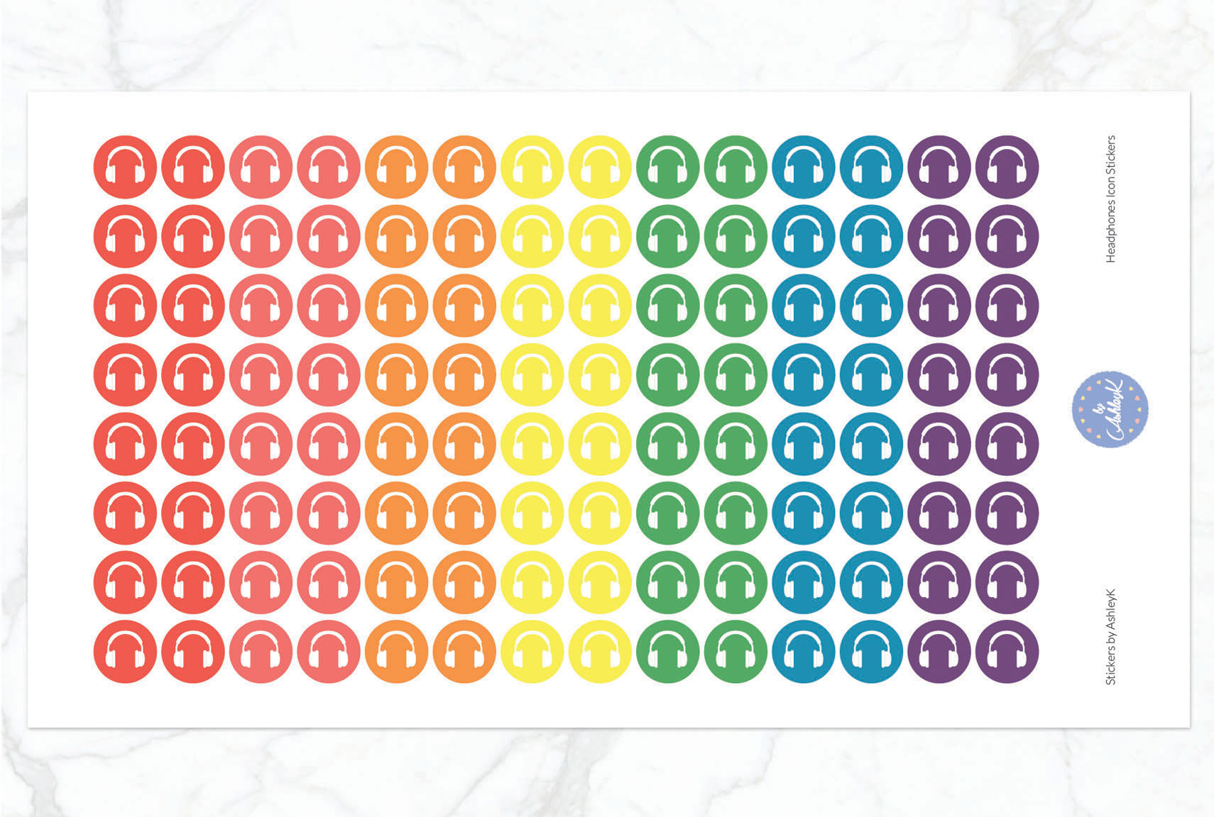 Headphones Icon Stickers - Pastel Rainbow