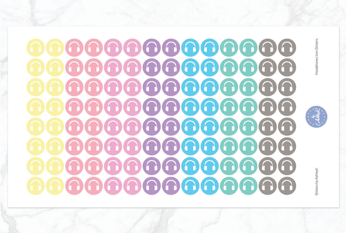 Headphones Icon Stickers - Pastel