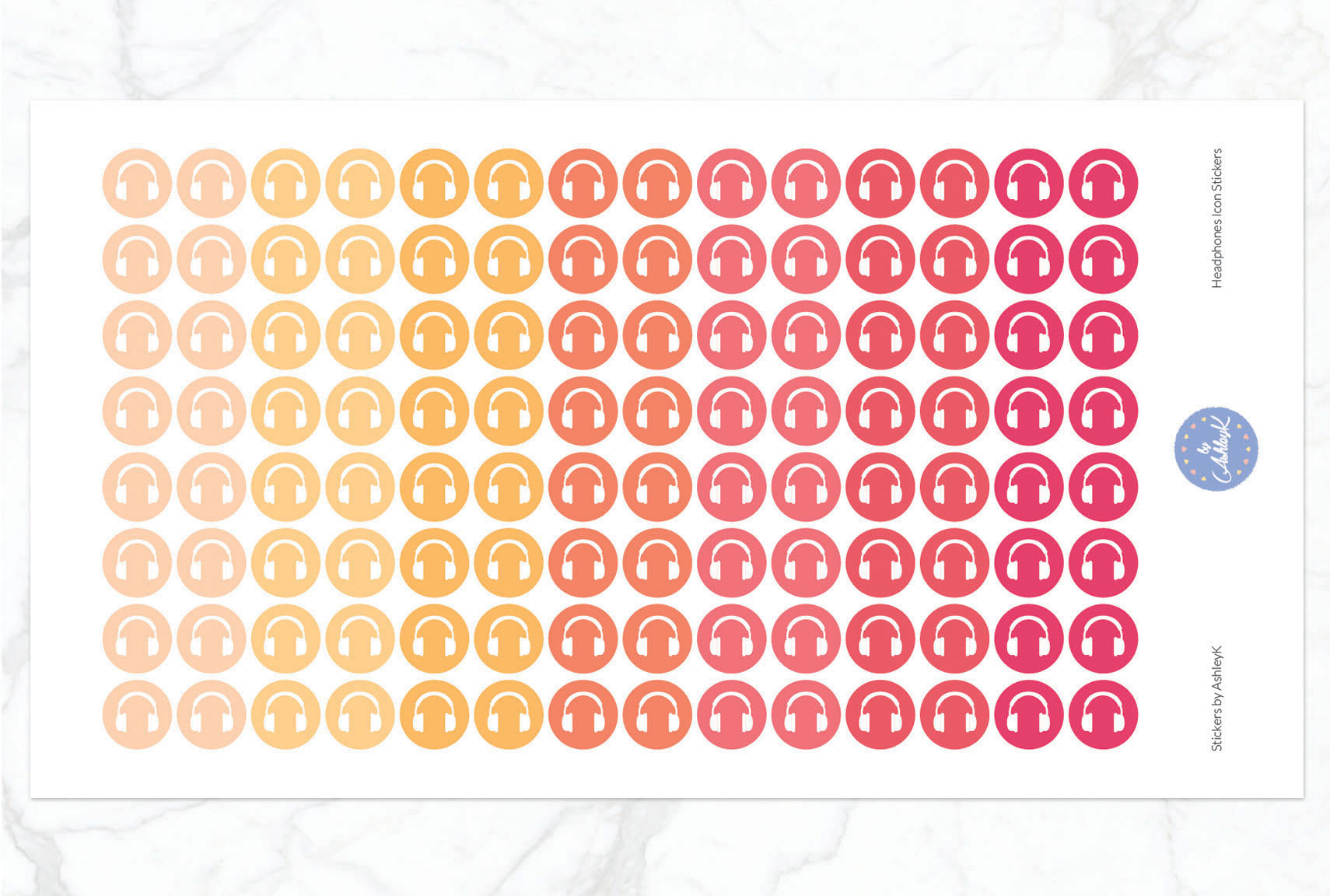 Headphones Icon Stickers - Peach