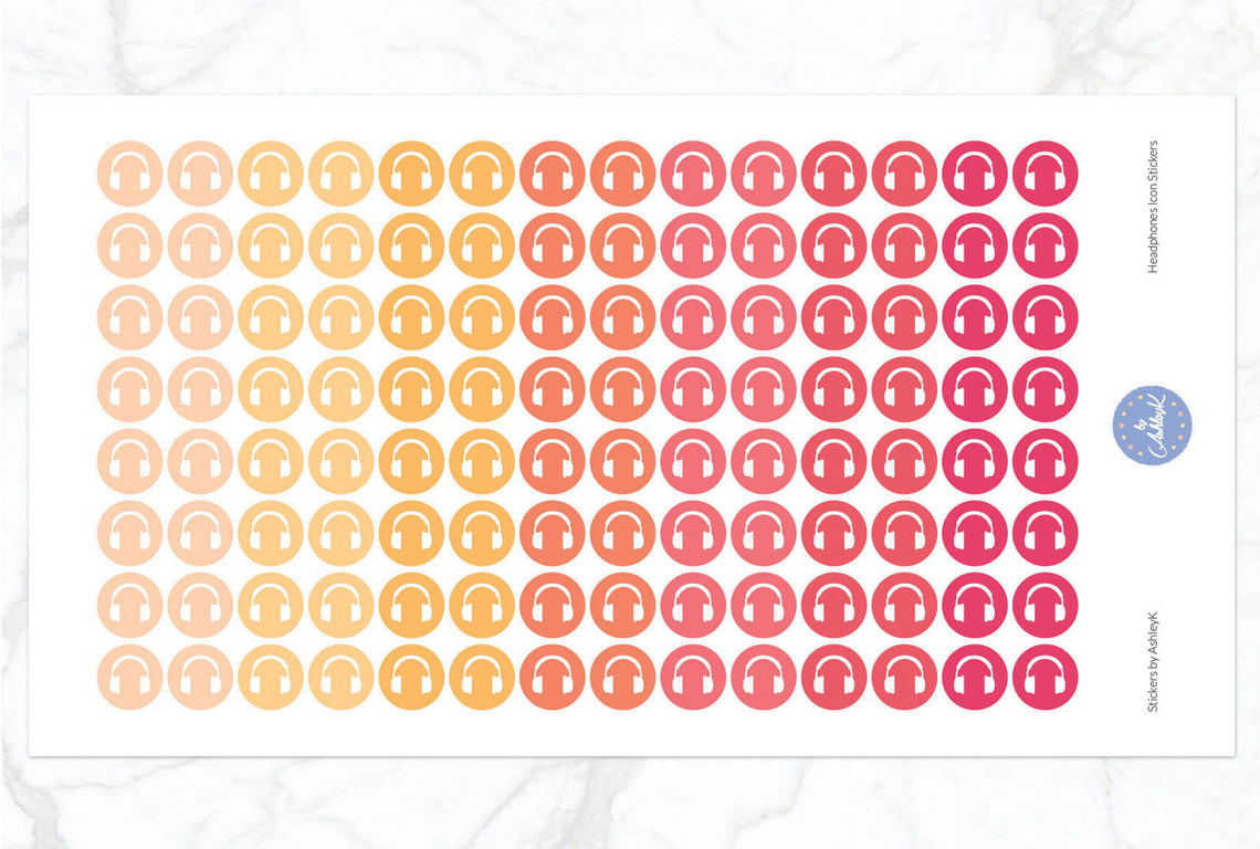 Headphones Icon Stickers - Peach