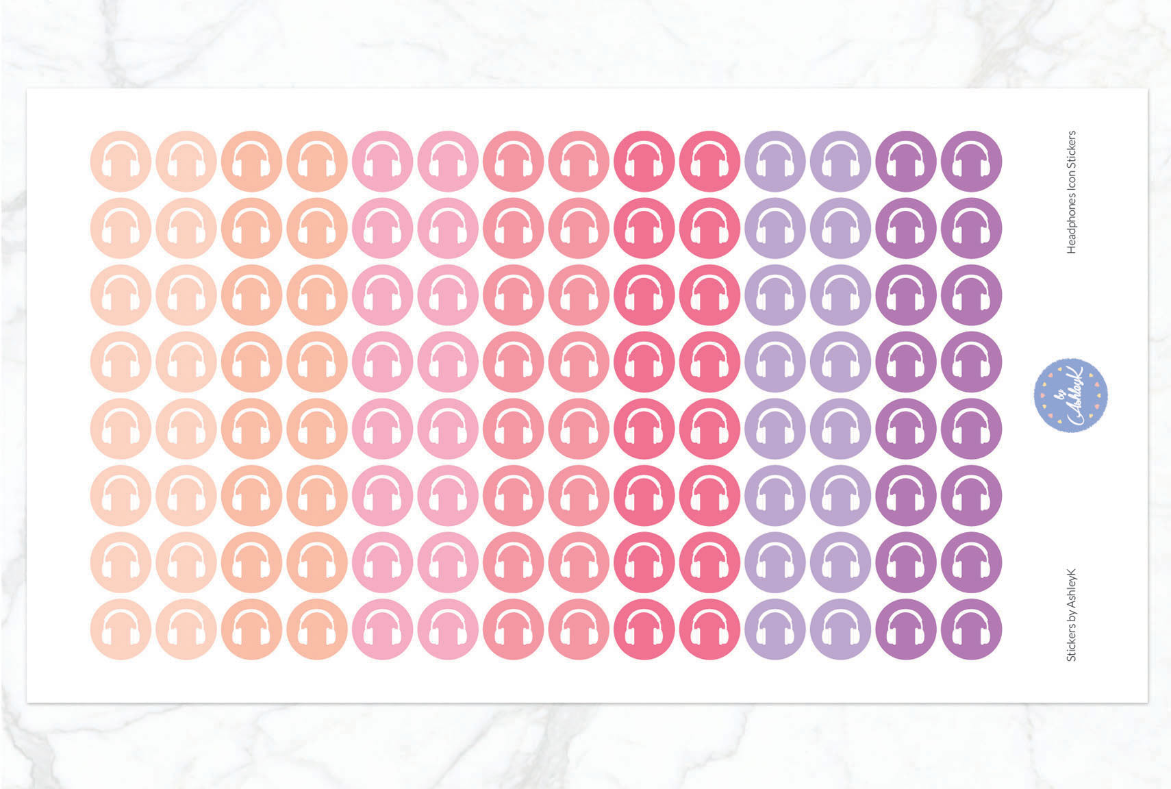 Headphones Icon Stickers - Raspberry