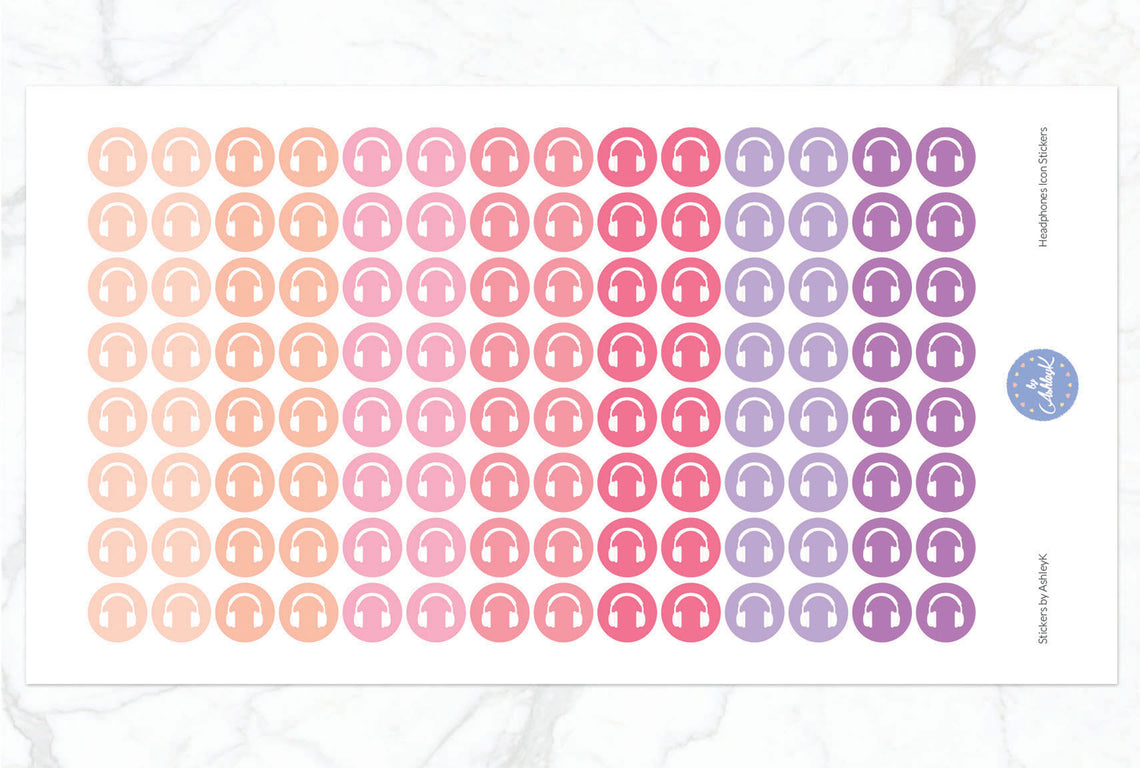Headphones Icon Stickers - Raspberry