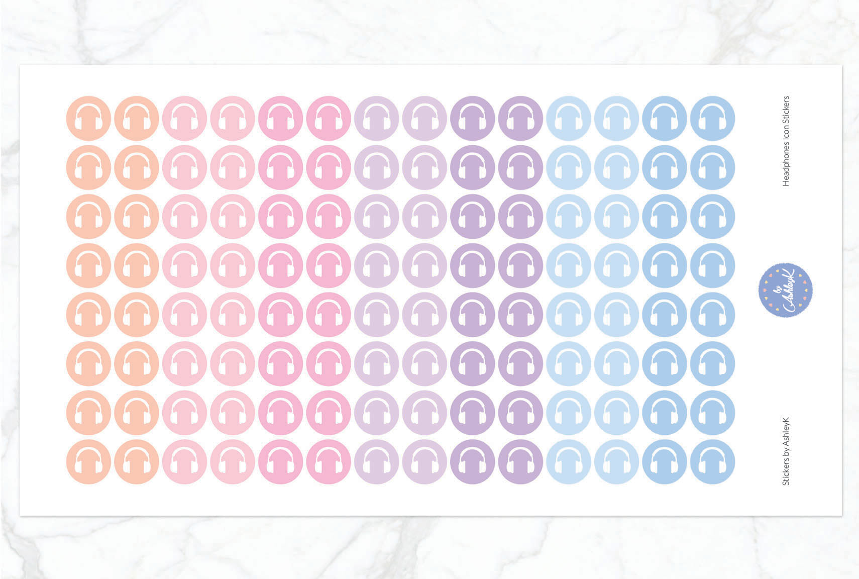 Headphones Icon Stickers - Pastel Sunset