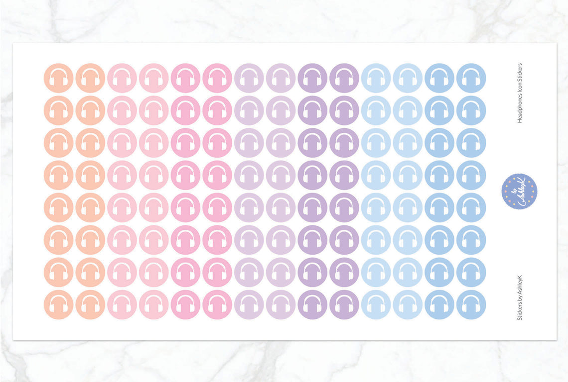 Headphones Icon Stickers - Pastel Sunset