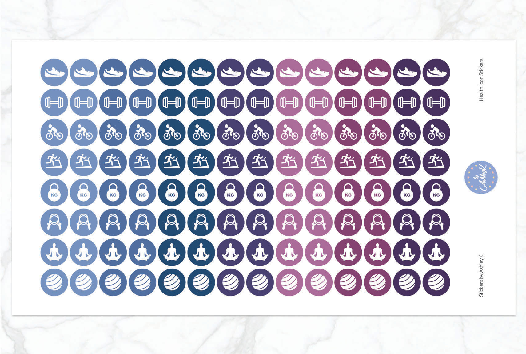 Health Icon Stickers - Blueberry