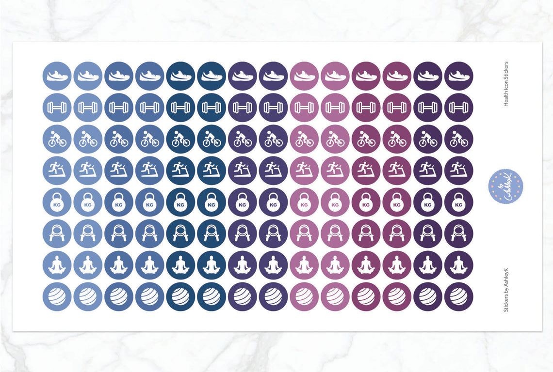 Health Icon Stickers - Blueberry