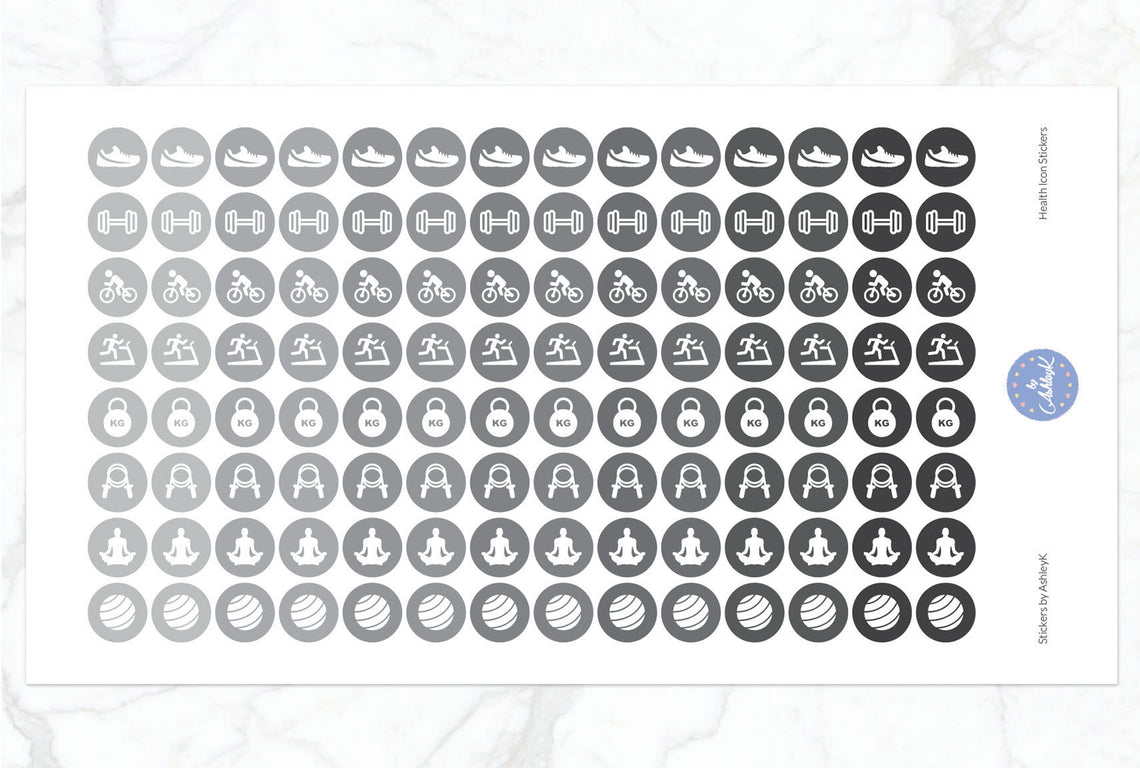 Health Icon Stickers - Monochrome